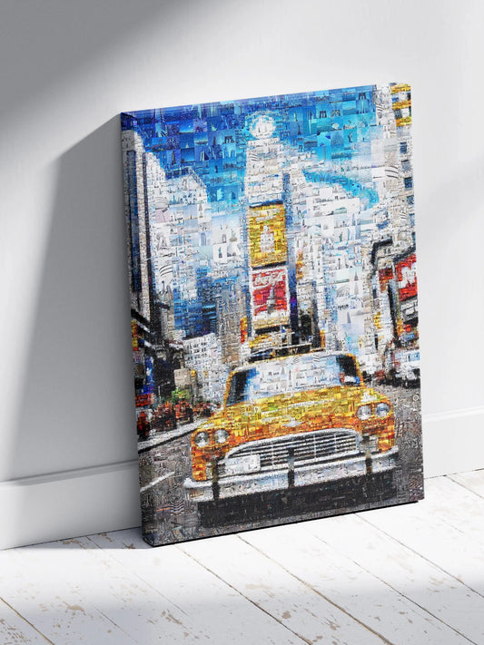 Stunning New York City Mosaic Art: Vibrant Yellow Taxi and Iconic Skylines AtelierMosaics