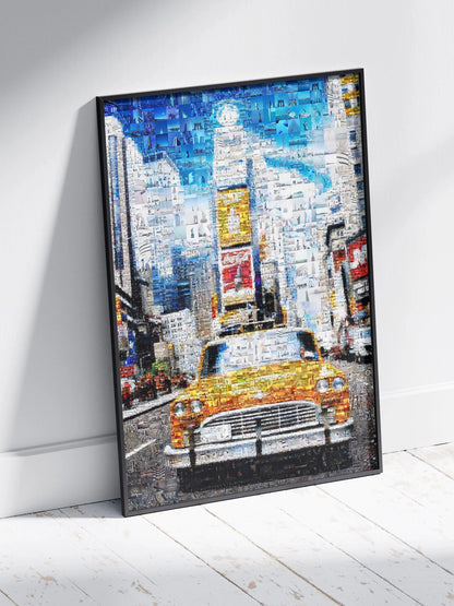 Stunning New York City Mosaic Art: Vibrant Yellow Taxi and Iconic Skylines AtelierMosaics