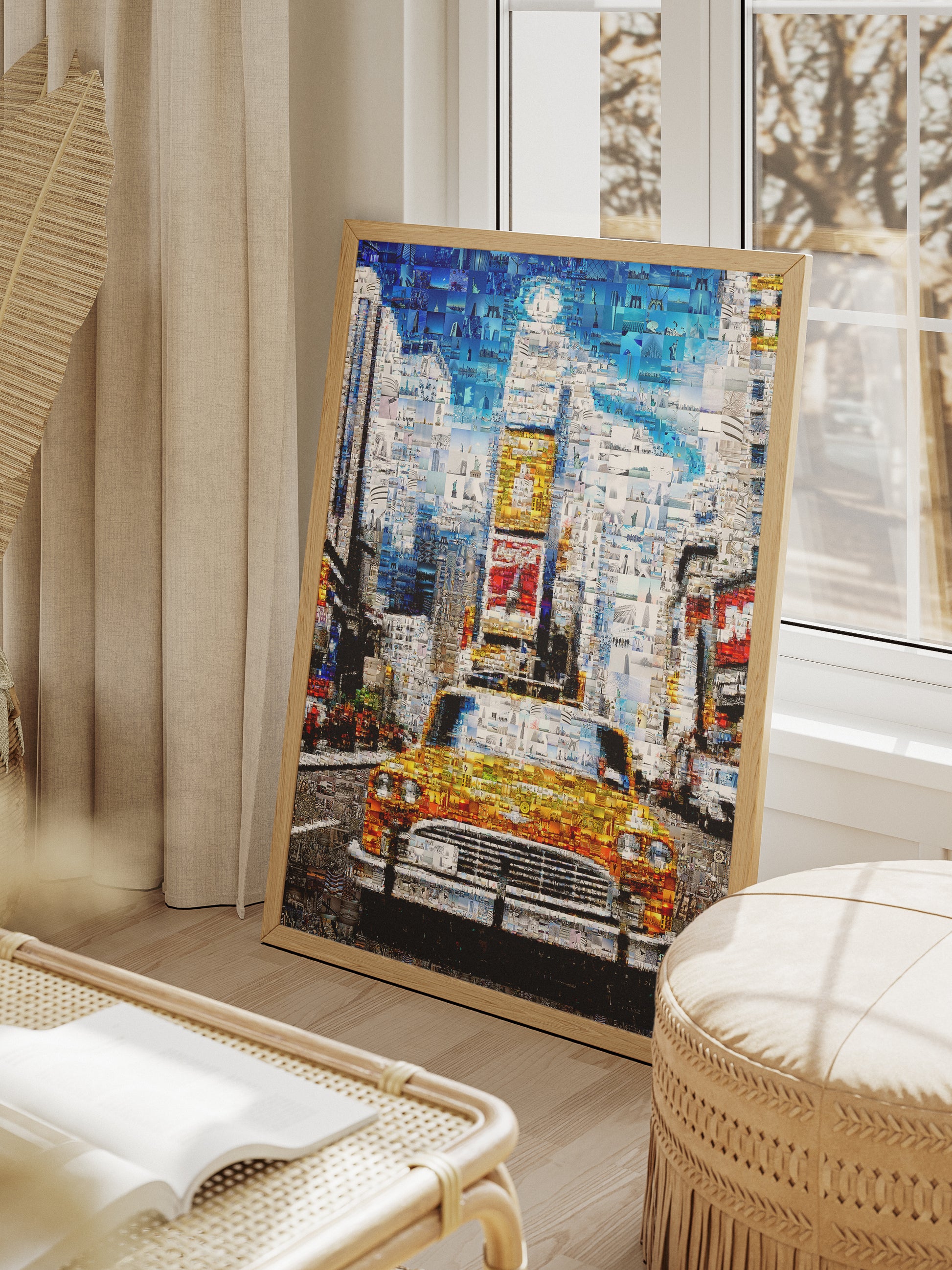 Stunning New York City Mosaic Art: Vibrant Yellow Taxi and Iconic Skylines AtelierMosaics