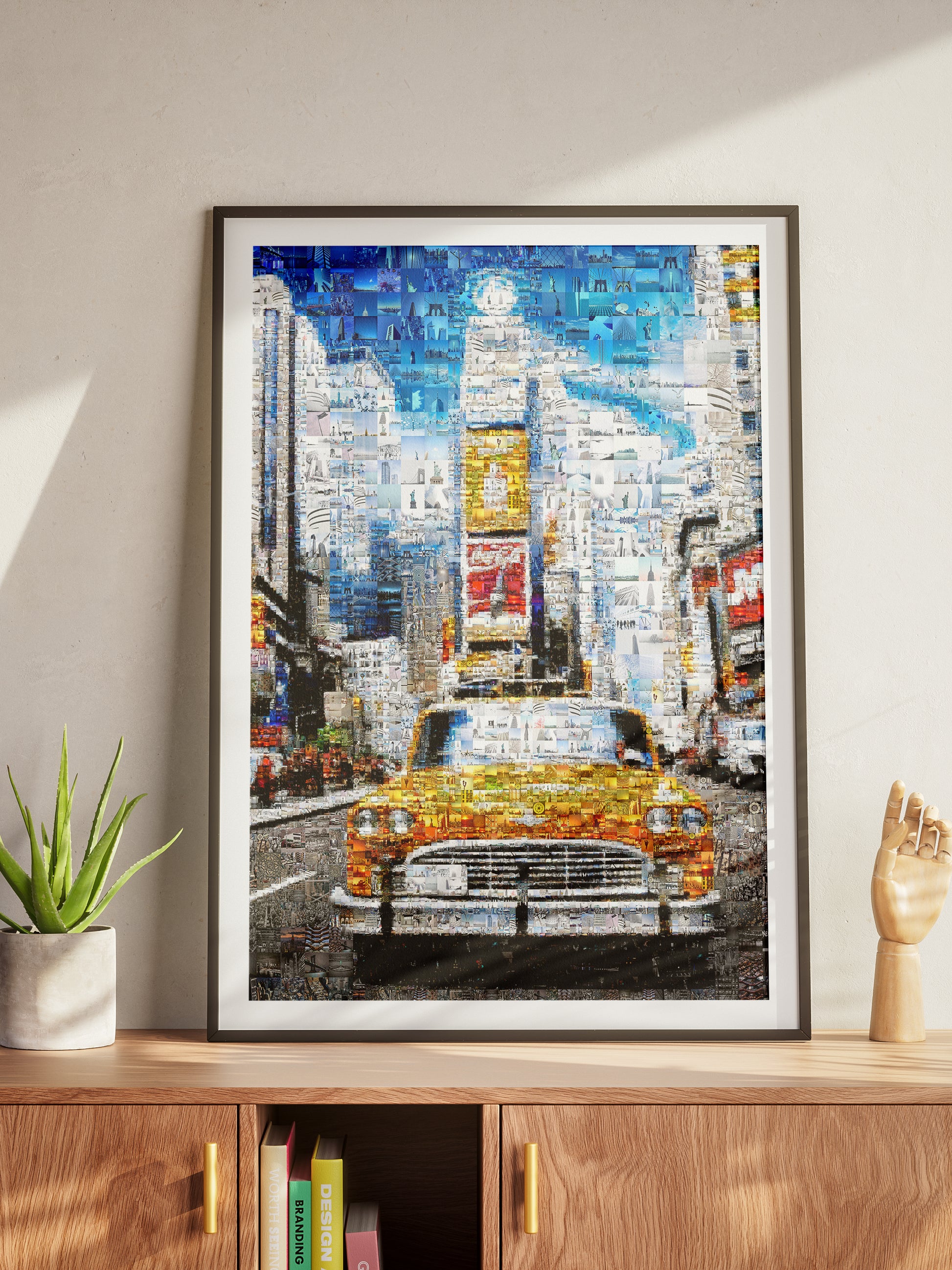 Stunning New York City Mosaic Art: Vibrant Yellow Taxi and Iconic Skylines AtelierMosaics