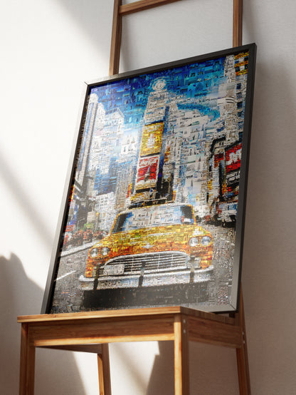 Stunning New York City Mosaic Art: Vibrant Yellow Taxi and Iconic Skylines AtelierMosaics