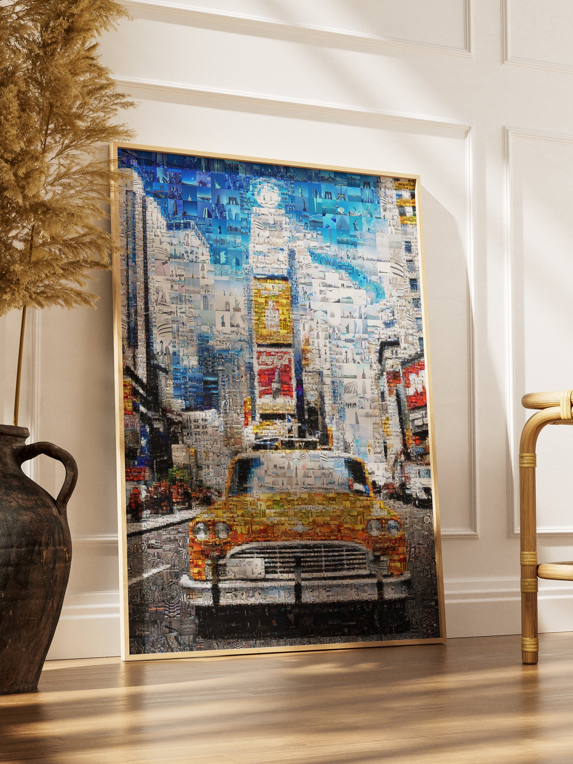 Stunning New York City Mosaic Art: Vibrant Yellow Taxi and Iconic Skylines AtelierMosaics