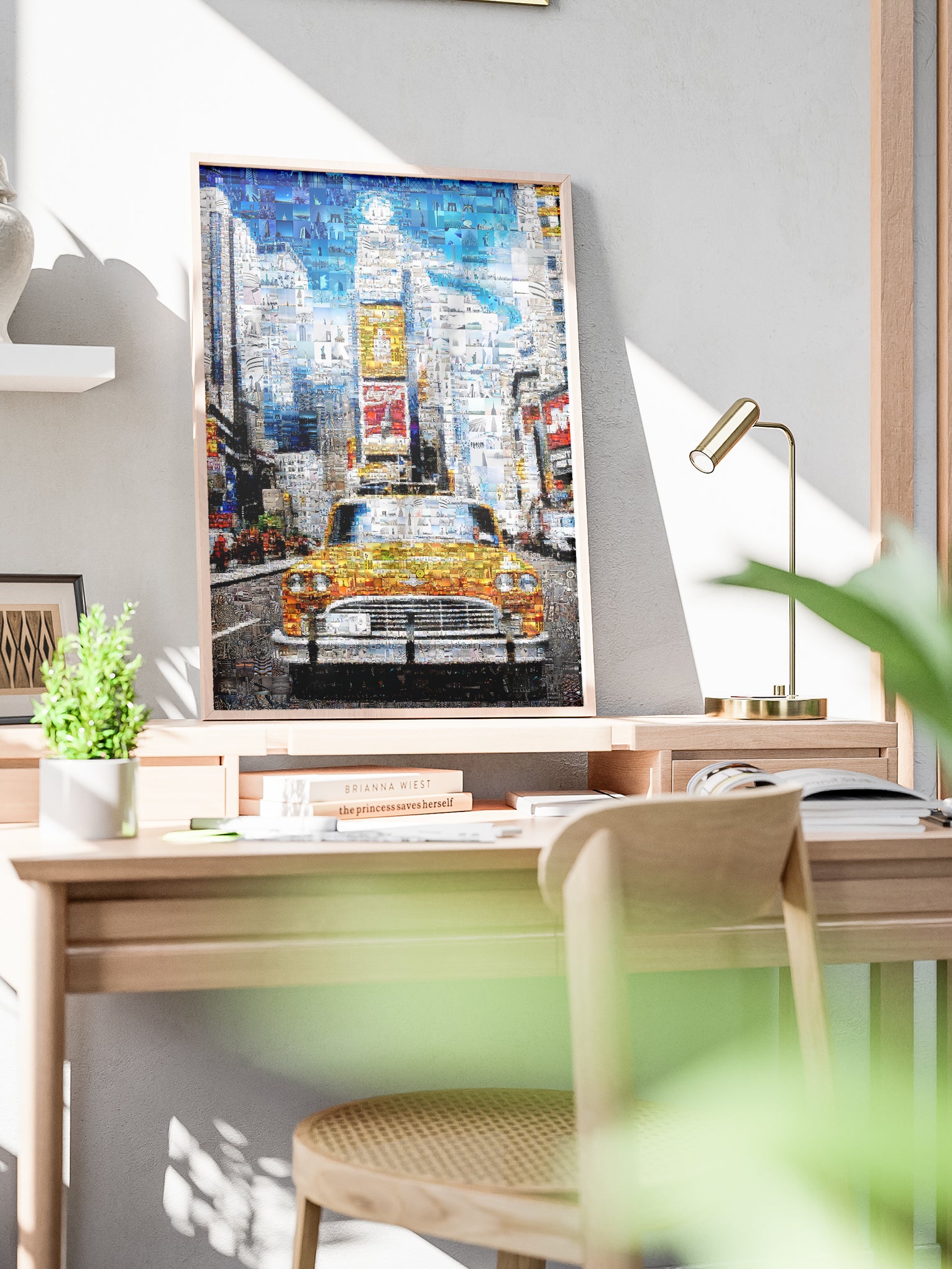 Stunning New York City Mosaic Art: Vibrant Yellow Taxi and Iconic Skylines AtelierMosaics