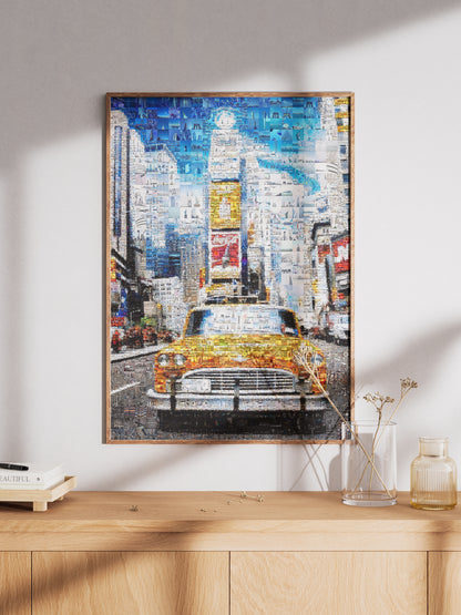 Stunning New York City Mosaic Art: Vibrant Yellow Taxi and Iconic Skylines AtelierMosaics