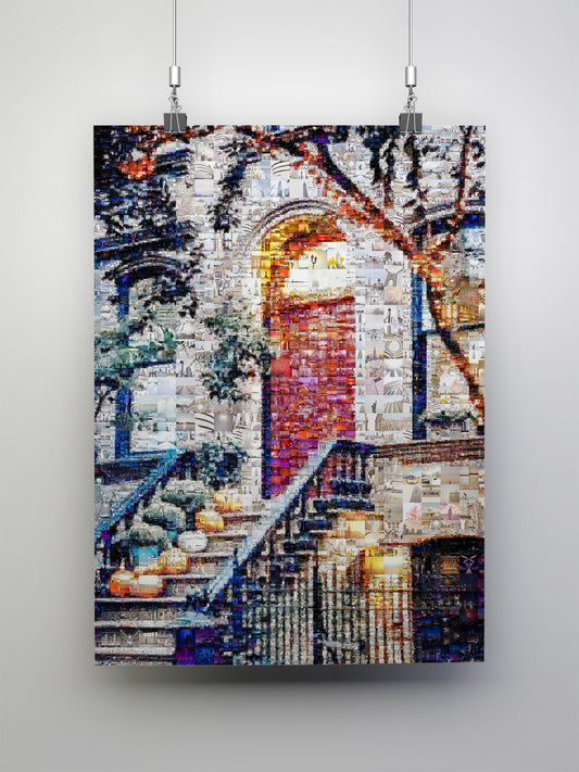 Vibrant American Flag Mosaic Art – Wall Street Inspired Home Decor for Modern Spaces