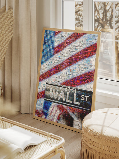 Vibrant American Flag Mosaic Art – Wall Street Inspired Home Decor for Modern Spaces AtelierMosaics