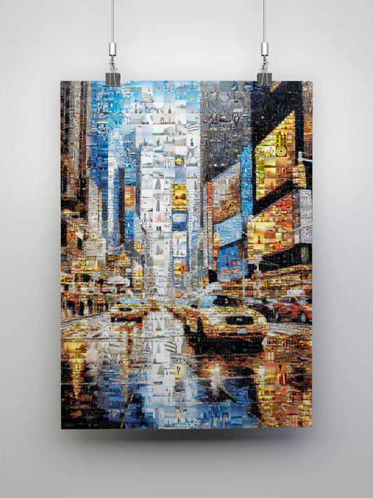Urban Mosaic Artwork: Captivating Cityscape Made of Iconic Images | Unique Wall Art for Home & Office Decor