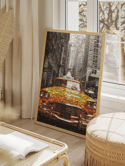Stunning NYC Yellow Taxi Mosaic Art | Perfect Urban Decor for Home & Office AtelierMosaics
