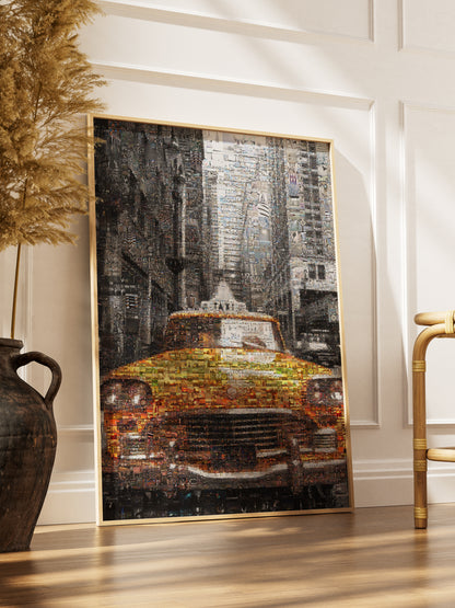 Stunning NYC Yellow Taxi Mosaic Art | Perfect Urban Decor for Home & Office AtelierMosaics