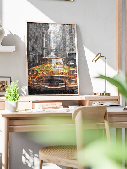 Stunning NYC Yellow Taxi Mosaic Art | Perfect Urban Decor for Home & Office AtelierMosaics