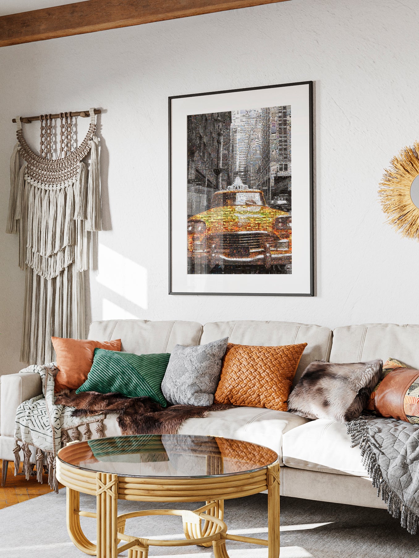 Stunning NYC Yellow Taxi Mosaic Art | Perfect Urban Decor for Home & Office AtelierMosaics