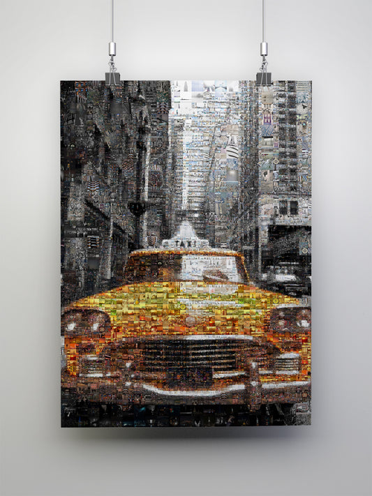 Stunning NYC Yellow Taxi Mosaic Art | Perfect Urban Decor for Home & Office