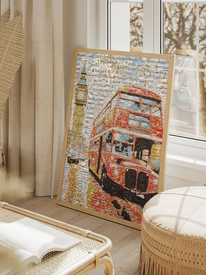 Stunning London Mosaic Art: Iconic Red Bus & Big Ben - Perfect Wall Decor AtelierMosaics