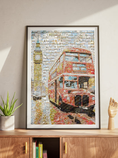 Stunning London Mosaic Art: Iconic Red Bus & Big Ben - Perfect Wall Decor AtelierMosaics