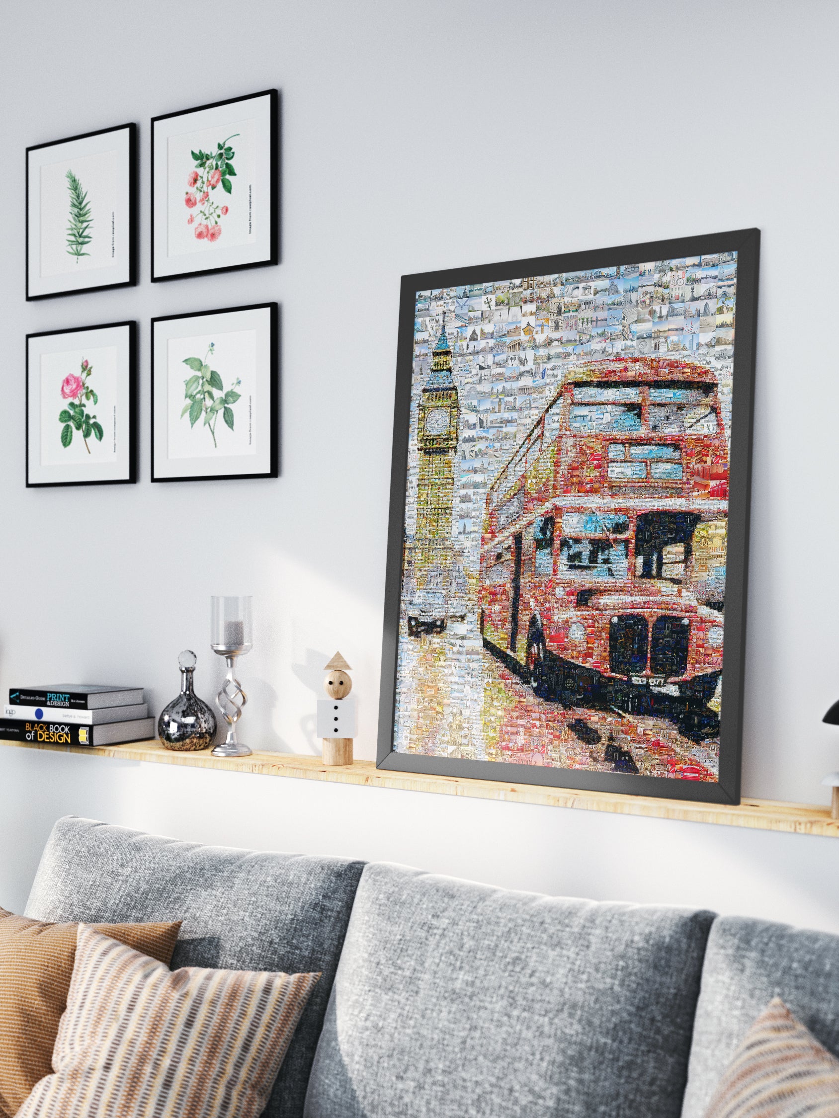 Stunning London Mosaic Art: Iconic Red Bus & Big Ben - Perfect Wall Decor AtelierMosaics