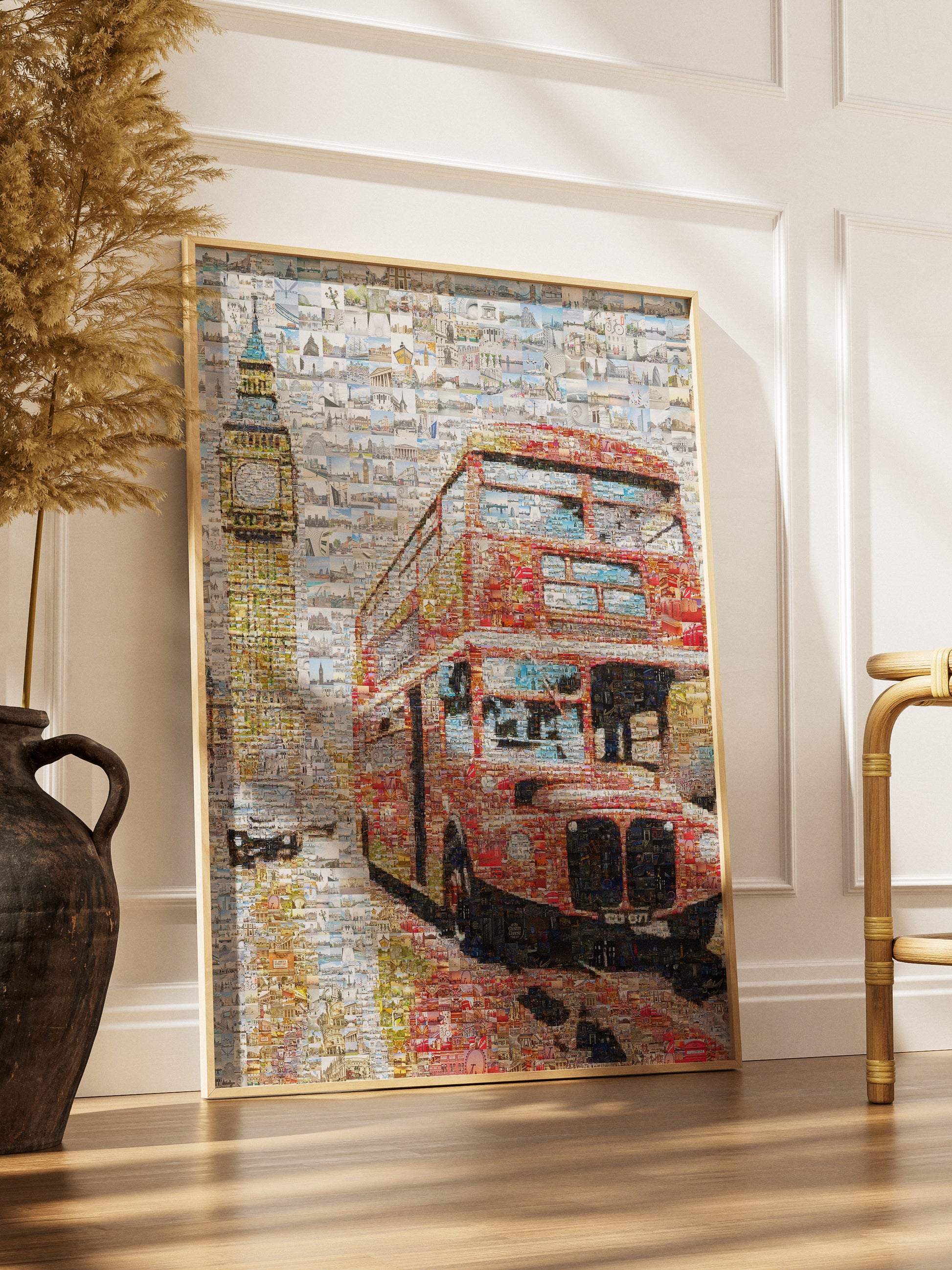 Stunning London Mosaic Art: Iconic Red Bus & Big Ben - Perfect Wall Decor AtelierMosaics