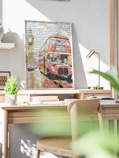 Stunning London Mosaic Art: Iconic Red Bus & Big Ben - Perfect Wall Decor AtelierMosaics