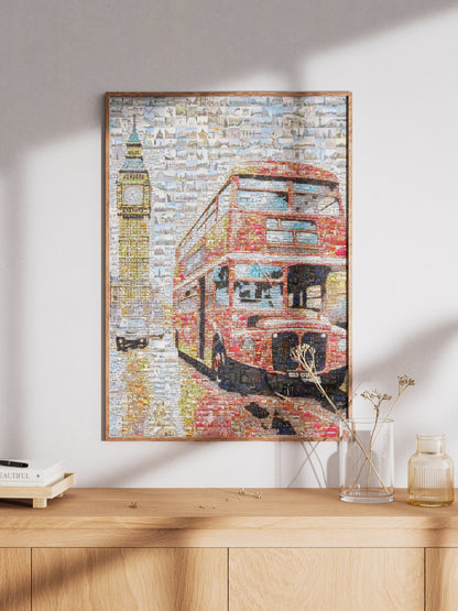 Stunning London Mosaic Art: Iconic Red Bus & Big Ben - Perfect Wall Decor AtelierMosaics