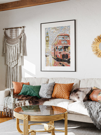 Stunning London Mosaic Art: Iconic Red Bus & Big Ben - Perfect Wall Decor AtelierMosaics