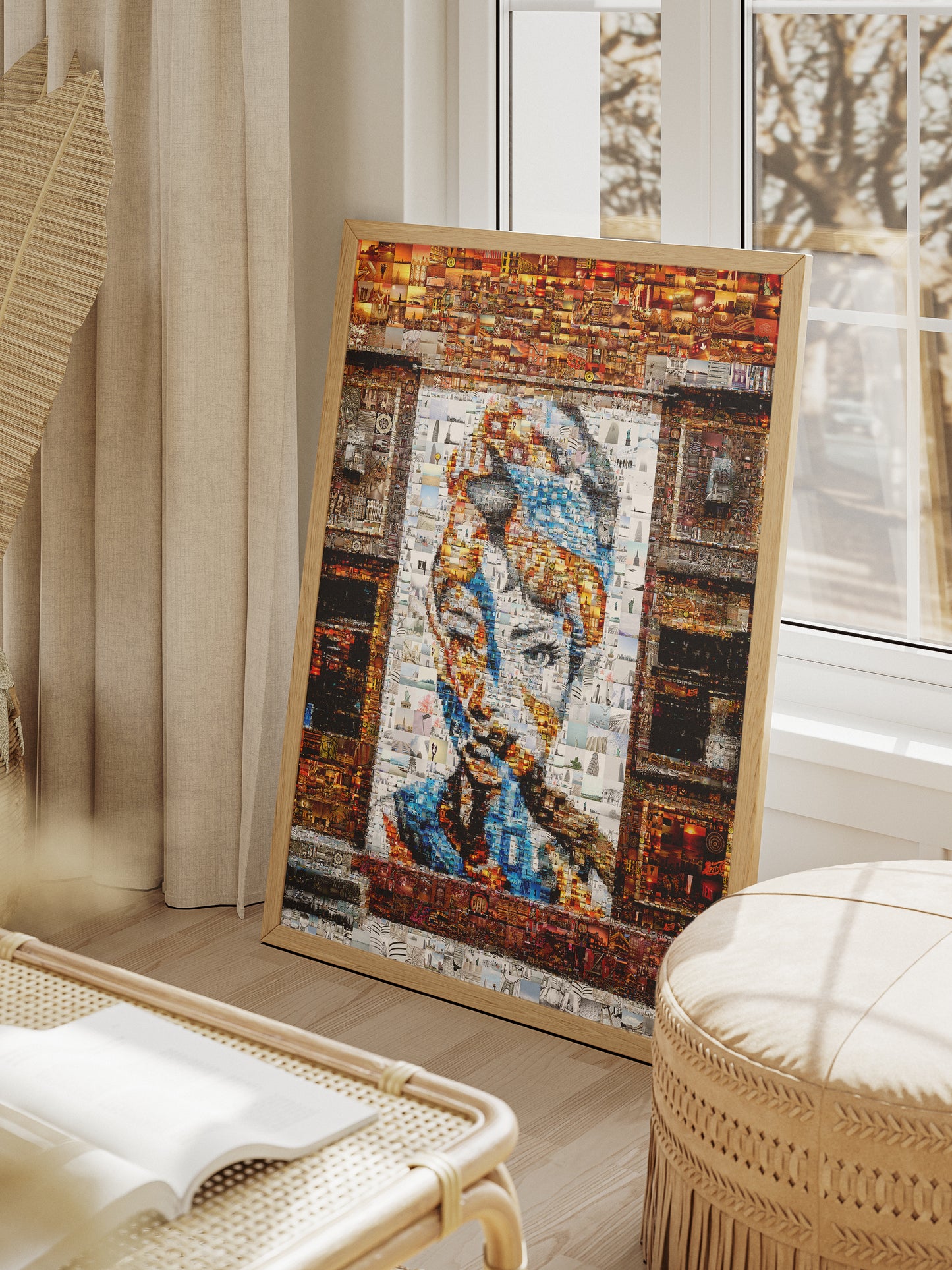 Stunning Mosaic Artwork Featuring a Captivating Portrait - Unique Home Decor Piece AtelierMosaics