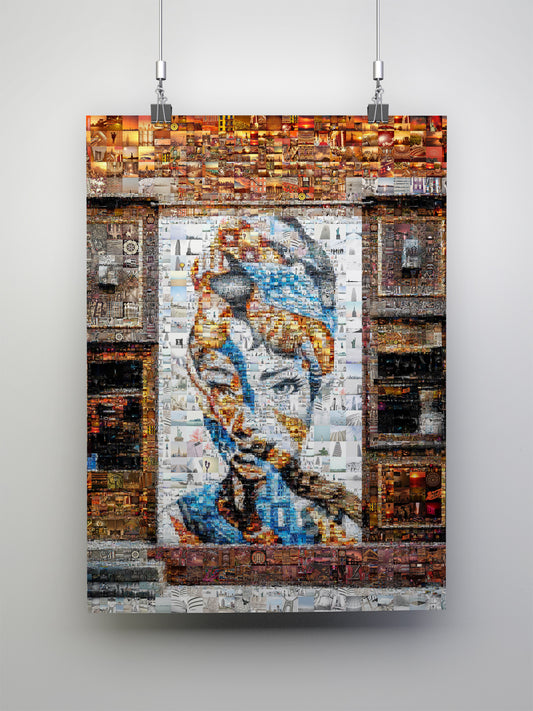 Stunning Mosaic Artwork Featuring a Captivating Portrait - Unique Home Decor Piece