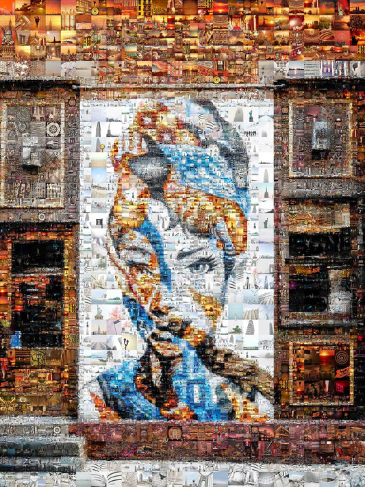 Stunning Mosaic Artwork Featuring a Captivating Portrait - Unique Home Decor Piece AtelierMosaics