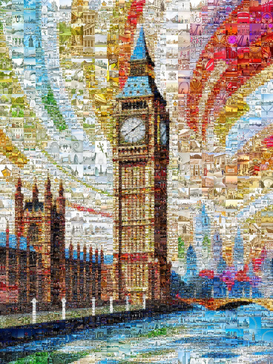 Stunning London Mosaic Artwork Featuring Iconic Big Ben and Vibrant Colors – Perfect Home Decor AtelierMosaics