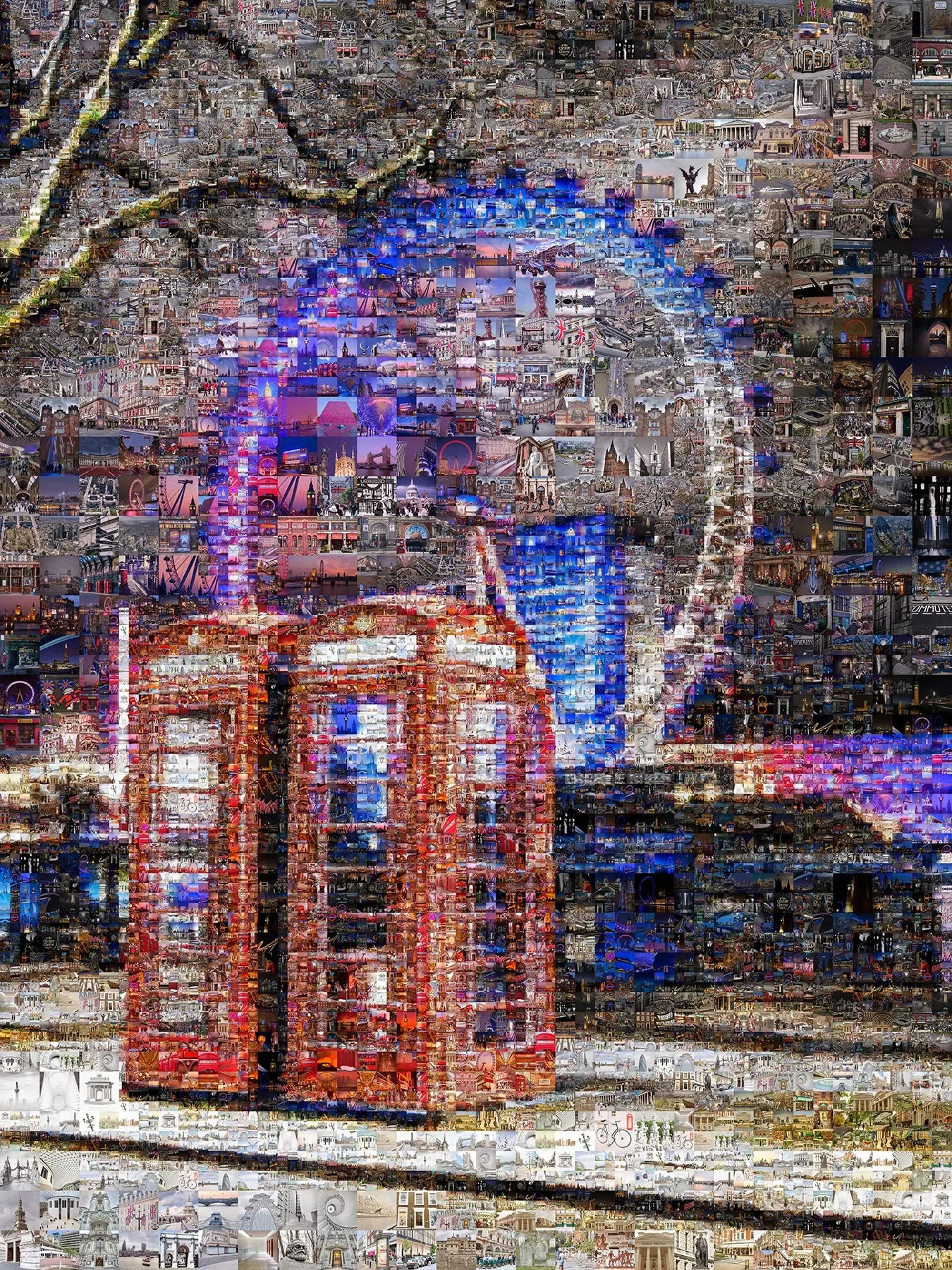 Stunning London Mosaic Art: Iconic Red Phone Booth & Cityscape Collage AtelierMosaics