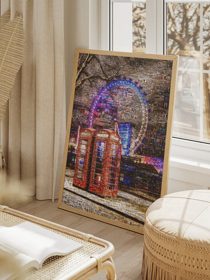 Stunning London Mosaic Art: Iconic Red Phone Booth & Cityscape Collage AtelierMosaics