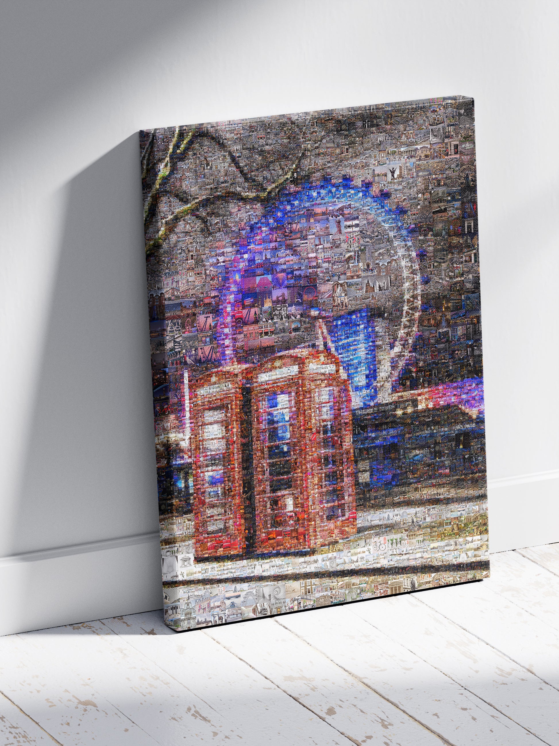 Stunning London Mosaic Art: Iconic Red Phone Booth & Cityscape Collage AtelierMosaics