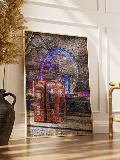 Stunning London Mosaic Art: Iconic Red Phone Booth & Cityscape Collage AtelierMosaics