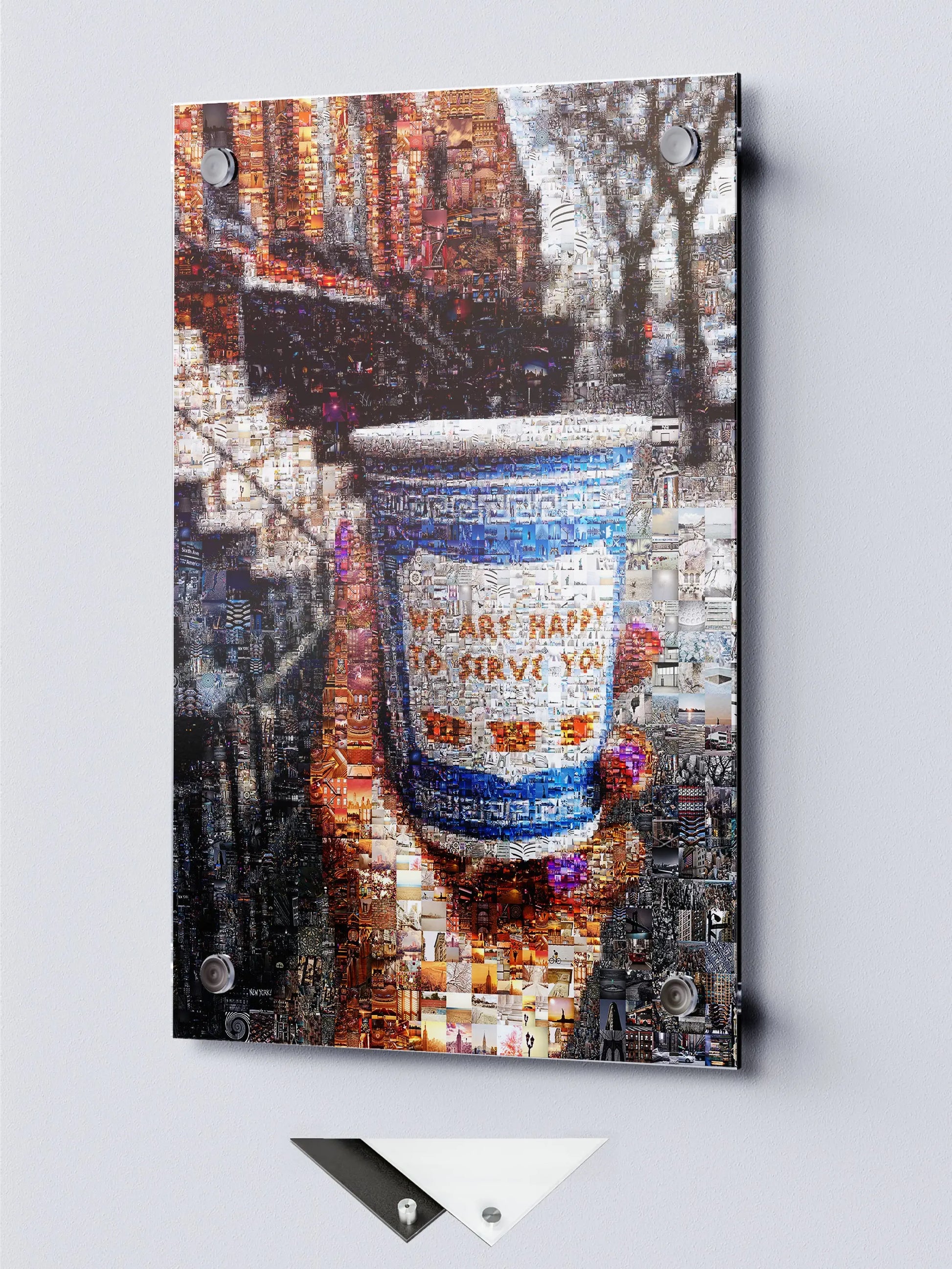 Charming Mosaic Artwork: 'We Are Happy to Serve You' - Unique Wall Décor for Coffee Lovers and Art Enthusiasts AtelierMosaics