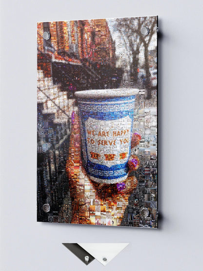 Charming Mosaic Artwork: 'We Are Happy to Serve You' - Unique Wall Décor for Coffee Lovers and Art Enthusiasts AtelierMosaics