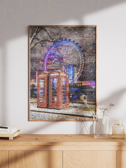 Stunning London Mosaic Art: Iconic Red Phone Booth & Cityscape Collage AtelierMosaics