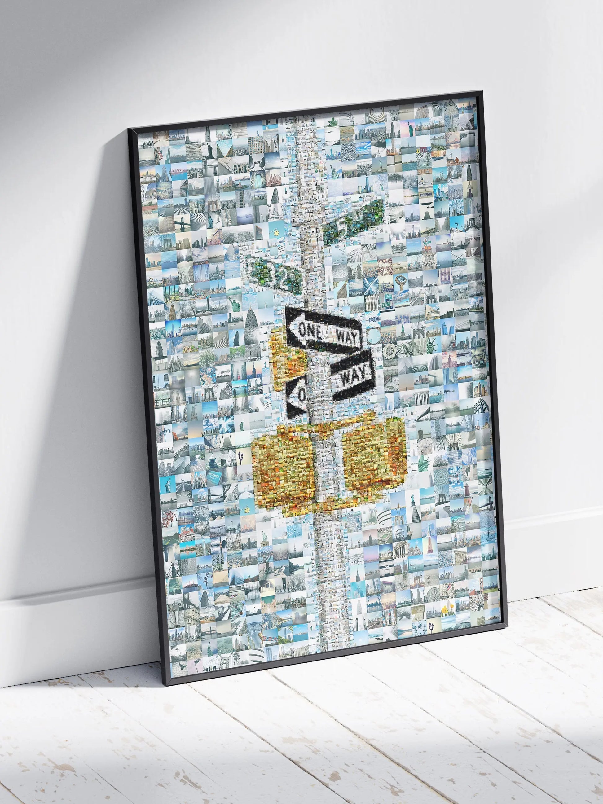 Stunning Mosaic Artwork of Urban Landscapes - Unique One Way Sign Design for Home Decor AtelierMosaics