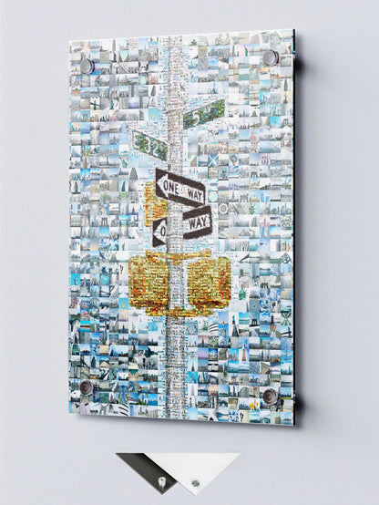 Stunning Mosaic Artwork of Urban Landscapes - Unique One Way Sign Design for Home Decor AtelierMosaics