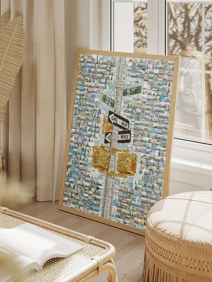 Stunning Mosaic Artwork of Urban Landscapes - Unique One Way Sign Design for Home Decor AtelierMosaics