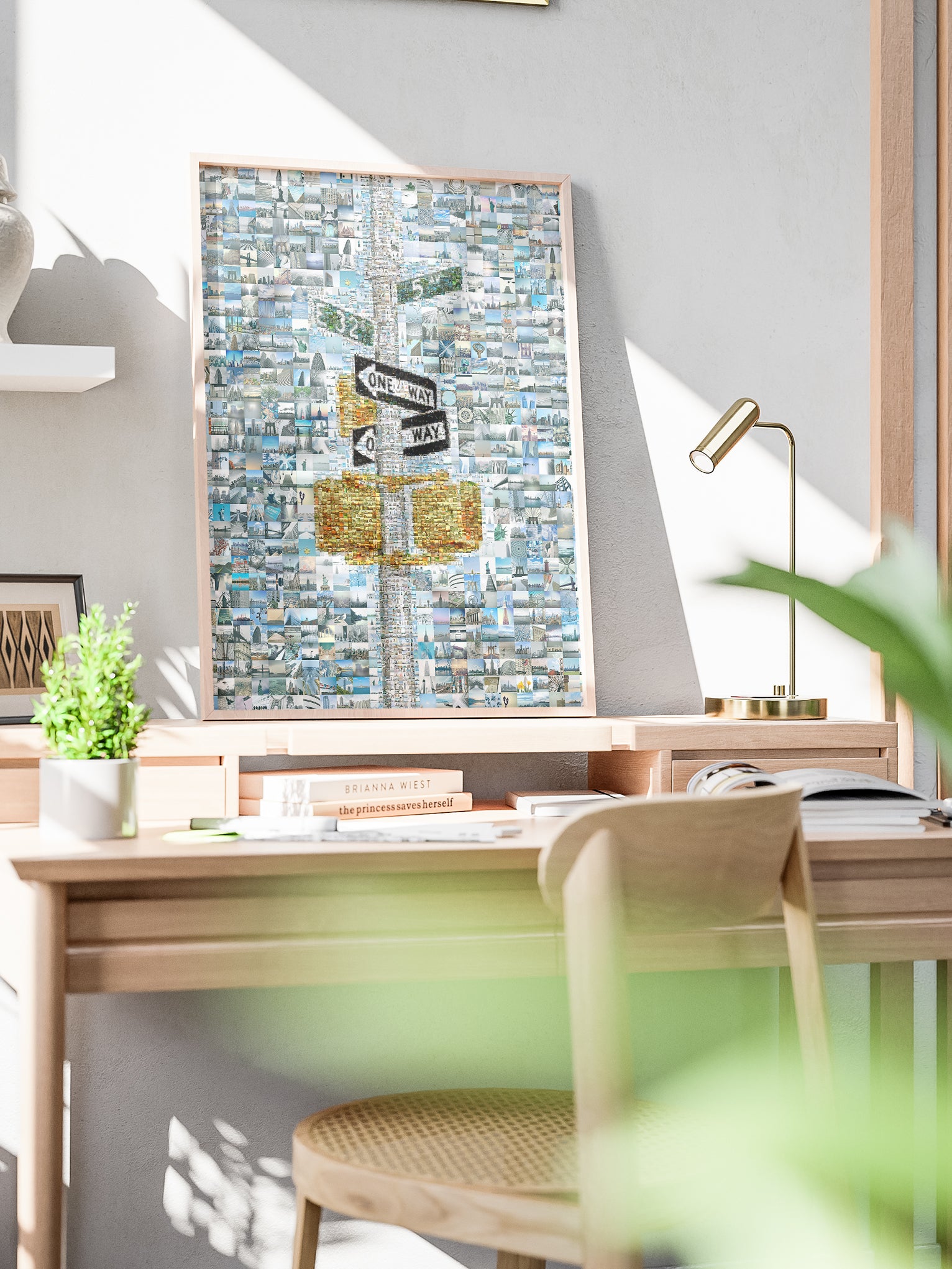 Stunning Mosaic Artwork of Urban Landscapes - Unique One Way Sign Design for Home Decor AtelierMosaics