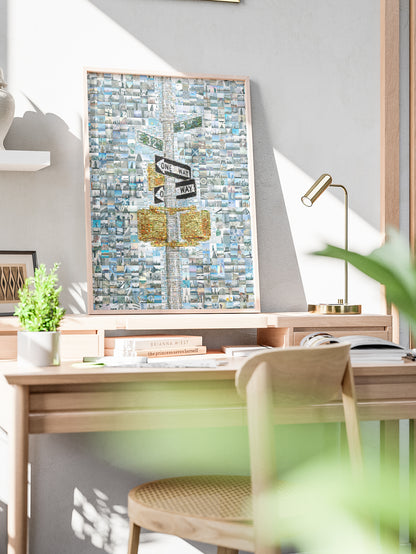 Stunning Mosaic Artwork of Urban Landscapes - Unique One Way Sign Design for Home Decor AtelierMosaics