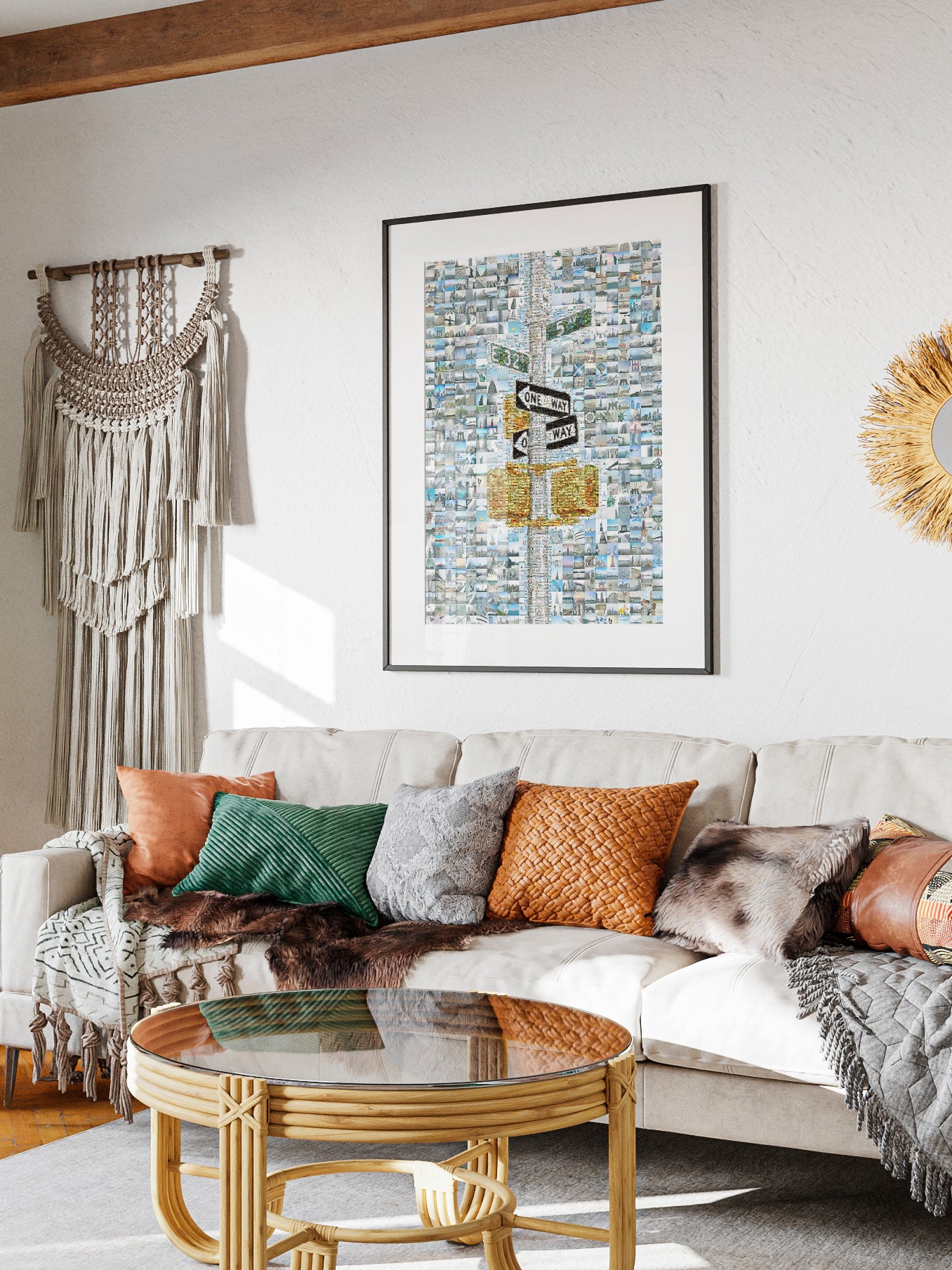 Stunning Mosaic Artwork of Urban Landscapes - Unique One Way Sign Design for Home Decor AtelierMosaics