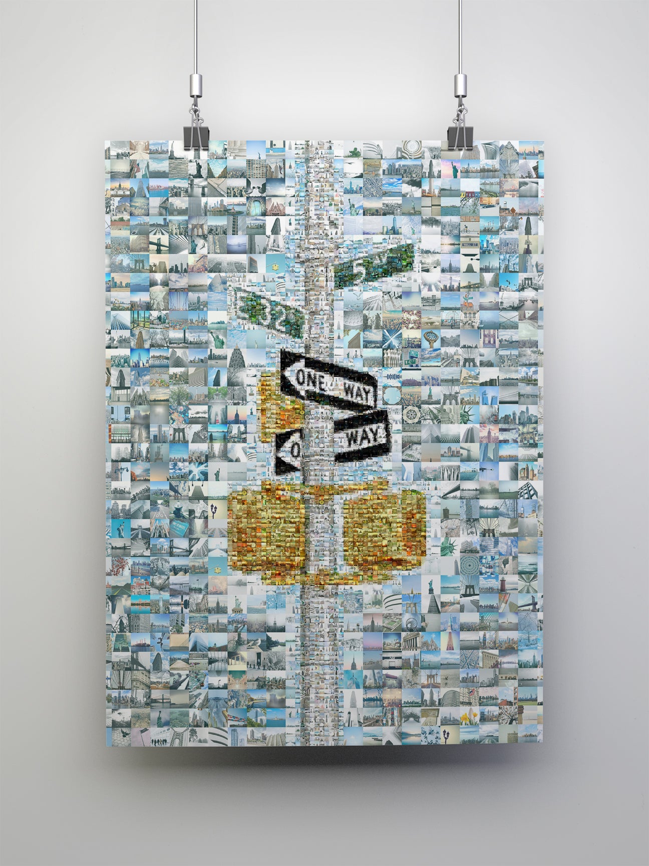 Stunning Mosaic Artwork of Urban Landscapes - Unique One Way Sign Design for Home Decor AtelierMosaics