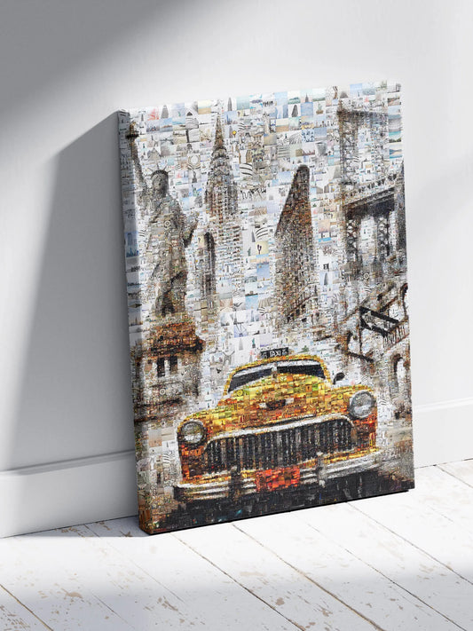 Stunning New York City Mosaic Artwork - Iconic Taxi, Statue of Liberty & Brooklyn Bridge - Perfect for Home Decor AtelierMosaics
