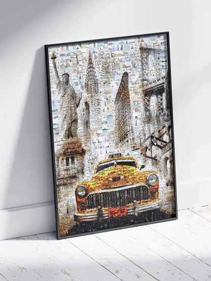 Stunning New York City Mosaic Artwork - Iconic Taxi, Statue of Liberty & Brooklyn Bridge - Perfect for Home Decor AtelierMosaics