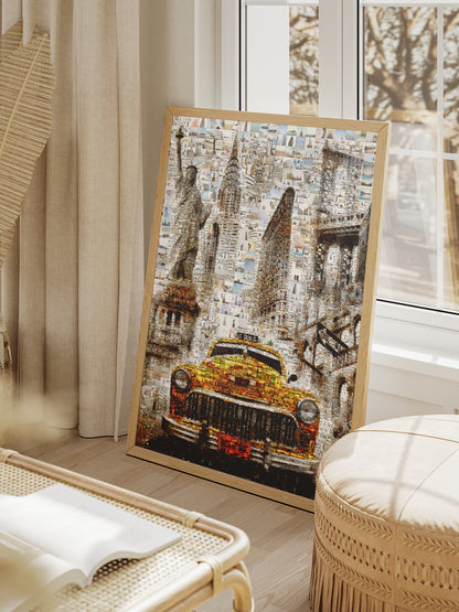 Stunning New York City Mosaic Artwork - Iconic Taxi, Statue of Liberty & Brooklyn Bridge - Perfect for Home Decor AtelierMosaics