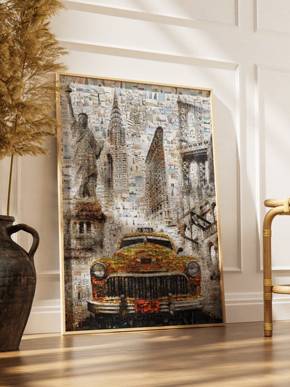 Stunning New York City Mosaic Artwork - Iconic Taxi, Statue of Liberty & Brooklyn Bridge - Perfect for Home Decor AtelierMosaics