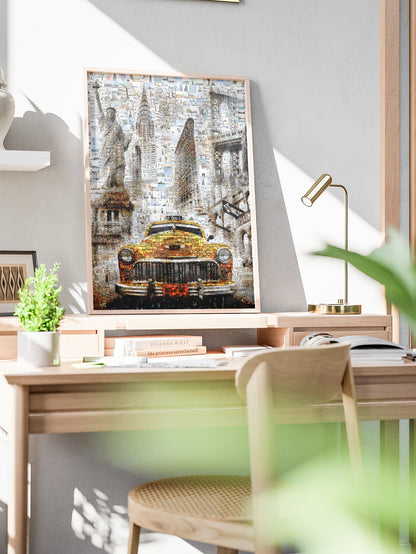 Stunning New York City Mosaic Artwork - Iconic Taxi, Statue of Liberty & Brooklyn Bridge - Perfect for Home Decor AtelierMosaics