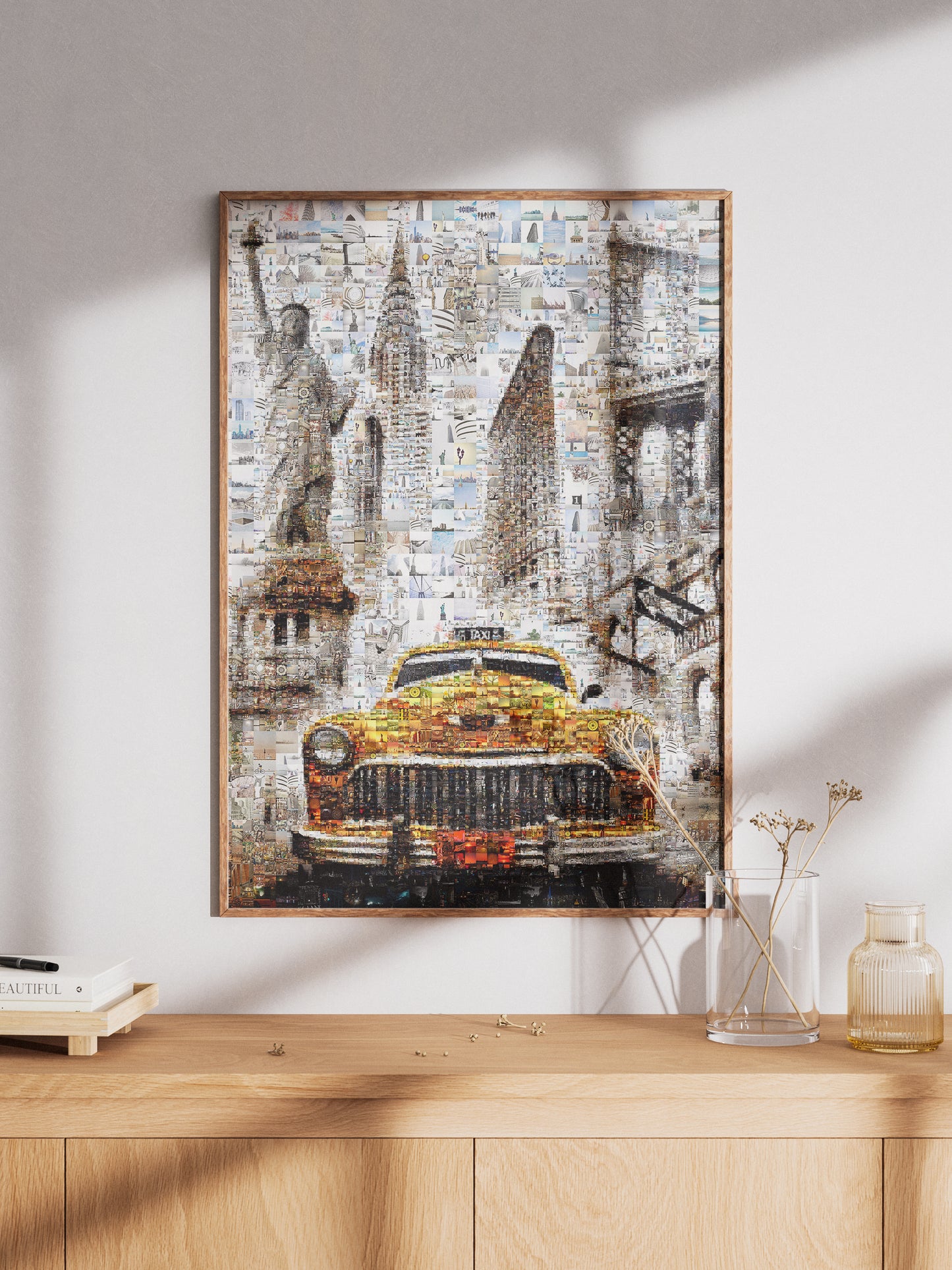 Stunning New York City Mosaic Artwork - Iconic Taxi, Statue of Liberty & Brooklyn Bridge - Perfect for Home Decor AtelierMosaics