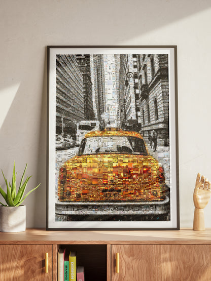Stunning NYC Taxi Mosaic Artwork - Captivating Urban Art for Home & Office Decor AtelierMosaics
