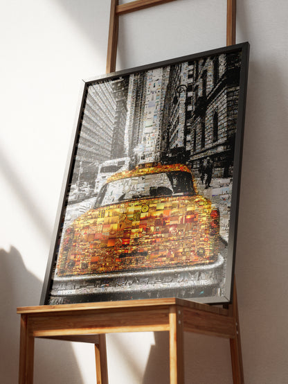 Stunning NYC Taxi Mosaic Artwork - Captivating Urban Art for Home & Office Decor AtelierMosaics