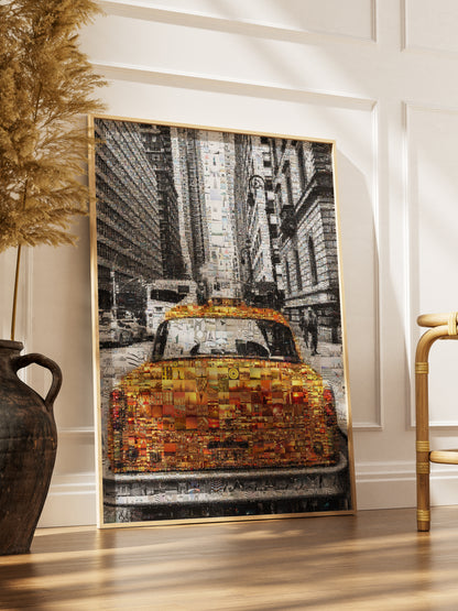 Stunning NYC Taxi Mosaic Artwork - Captivating Urban Art for Home & Office Decor AtelierMosaics